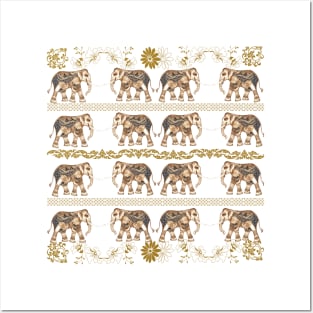 Thai elephants and Thai patterns are sweet, soft, and beautiful. Posters and Art